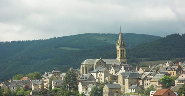 Travel On the way : french village : stone houses grouped around the church