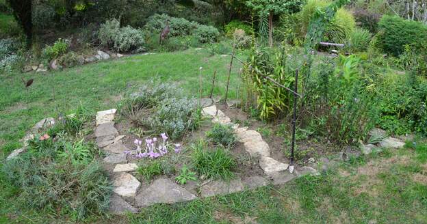 2025 09 La pluie est enfin tombé fin Août après 3 mois sans eau. Martine peut alors travailler la terre pour refaire les massifs qui en ont besoin, en particulier...